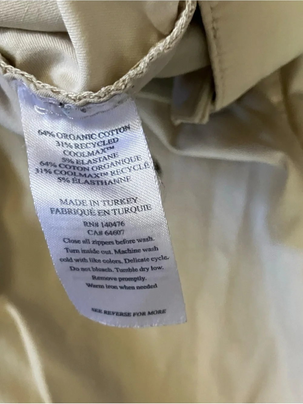 Faherty Chino Pants Coolmax 30x31 (32x31) Golf Zip Pocket Reworked Repaired Knee